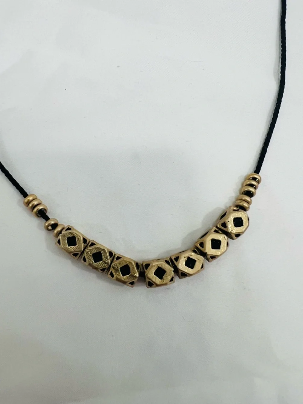 Madewell Gold Bead Pendant Necklace on Black Cord - Picture 2 of 2